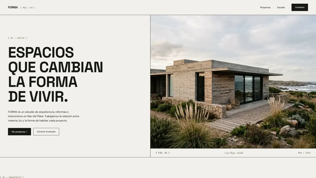 Sitio de FORMA, estudio de arquitectura en Mar del Plata con portfolio de proyectos